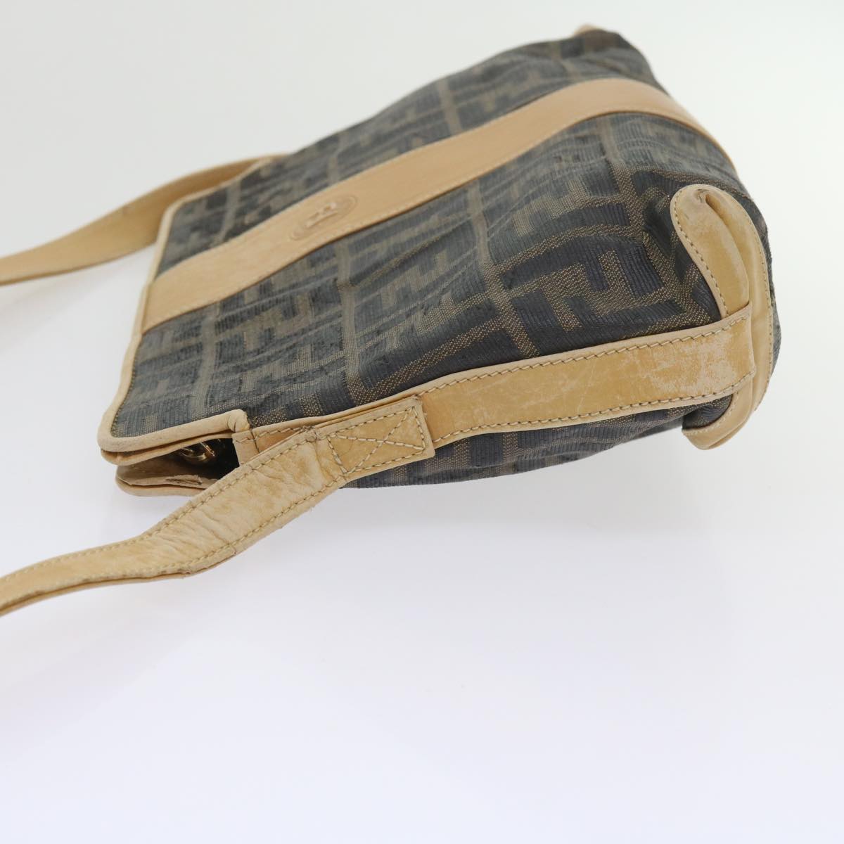 FENDI Zucca Canvas Shoulder Bag Black Brown am5406