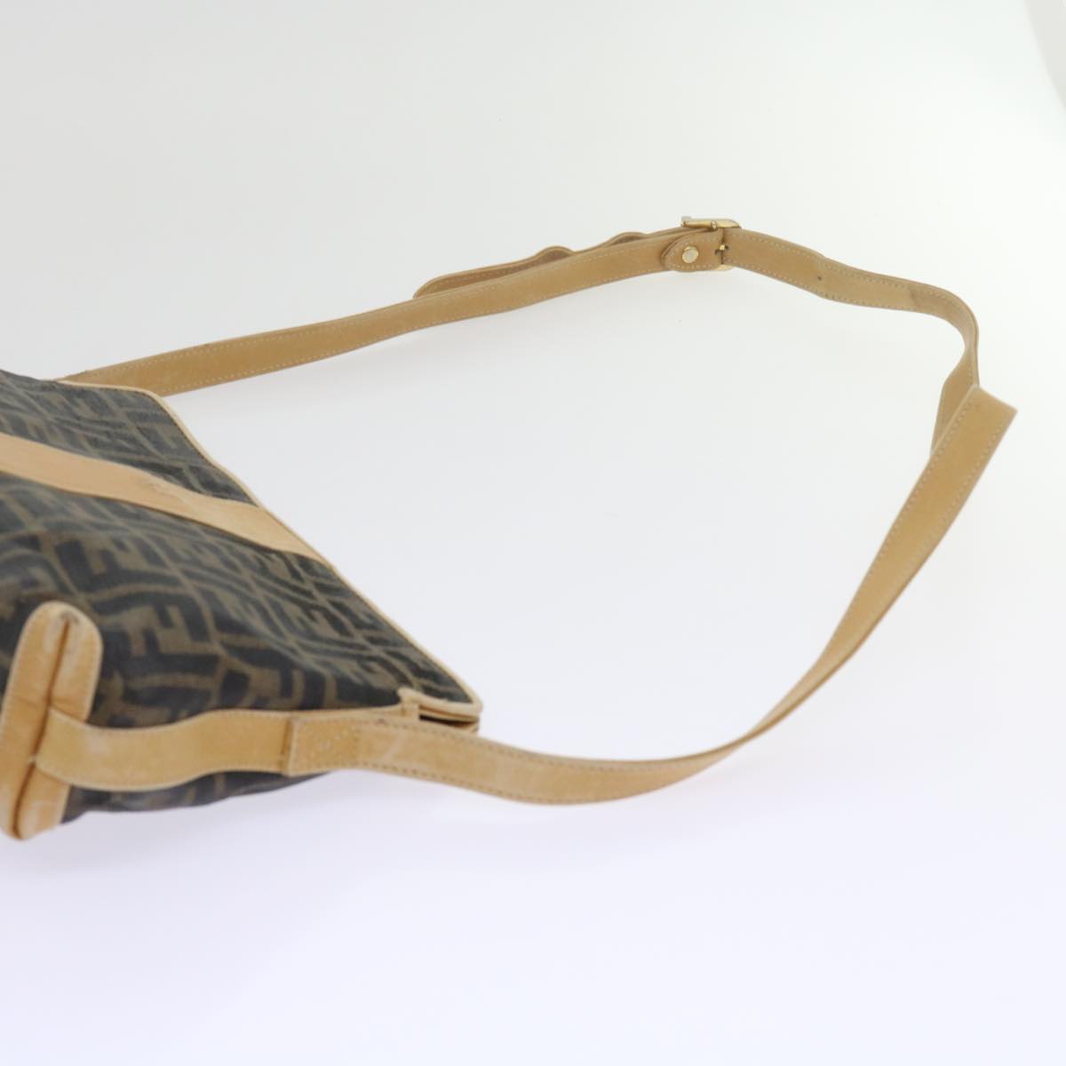 FENDI Zucca Canvas Shoulder Bag Black Brown am5406