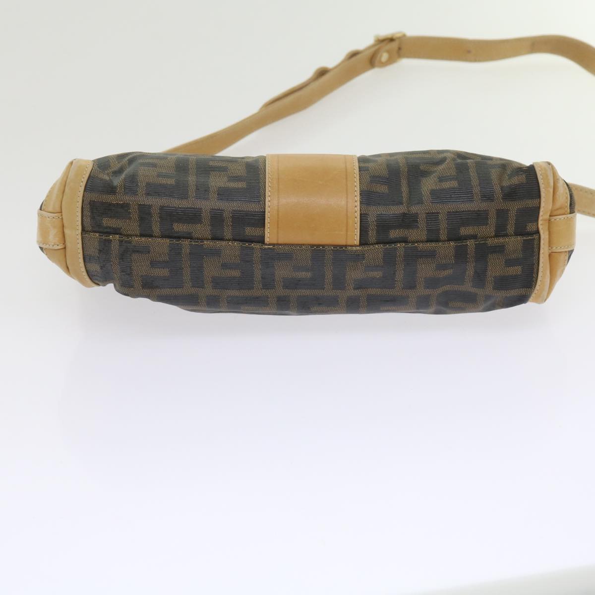 FENDI Zucca Canvas Shoulder Bag Black Brown am5406