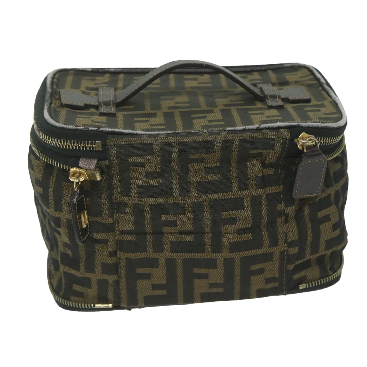 FENDI Zucca Canvas Vanity Cosmetic Pouch Brown am5439