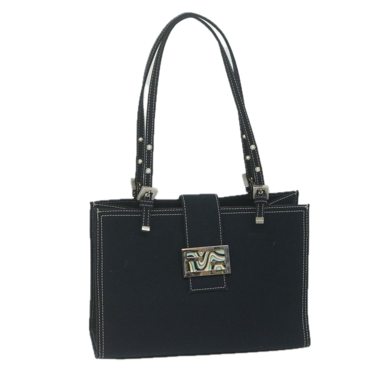 FENDI Shoulder Bag Canvas Navy am5558
