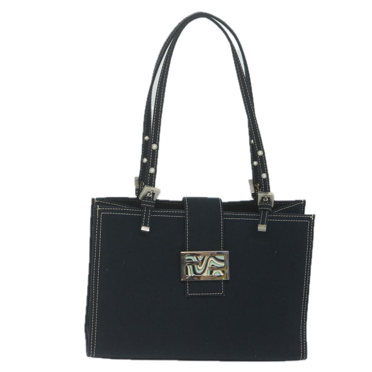 FENDI Shoulder Bag Canvas Navy am5558