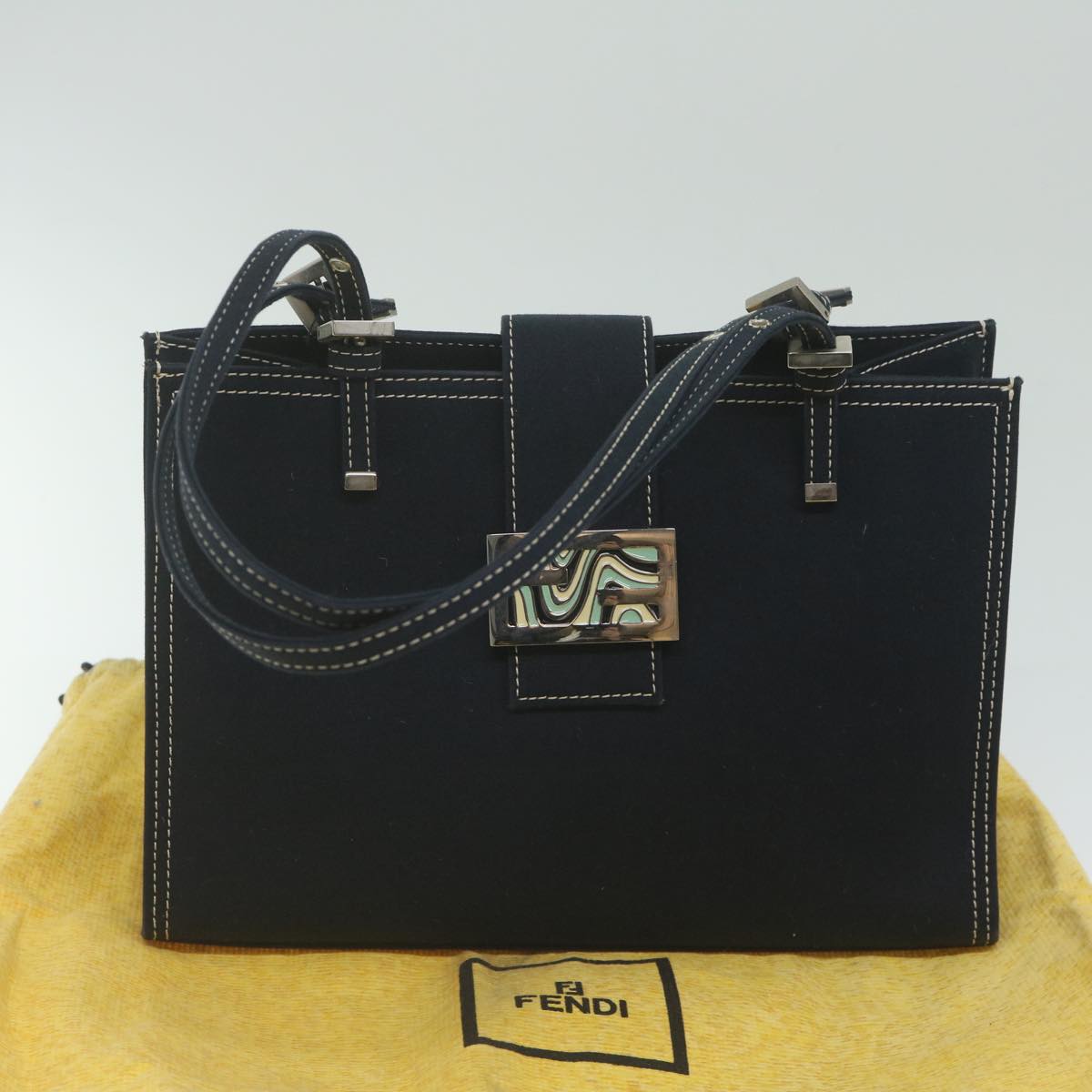 FENDI Shoulder Bag Canvas Navy am5558