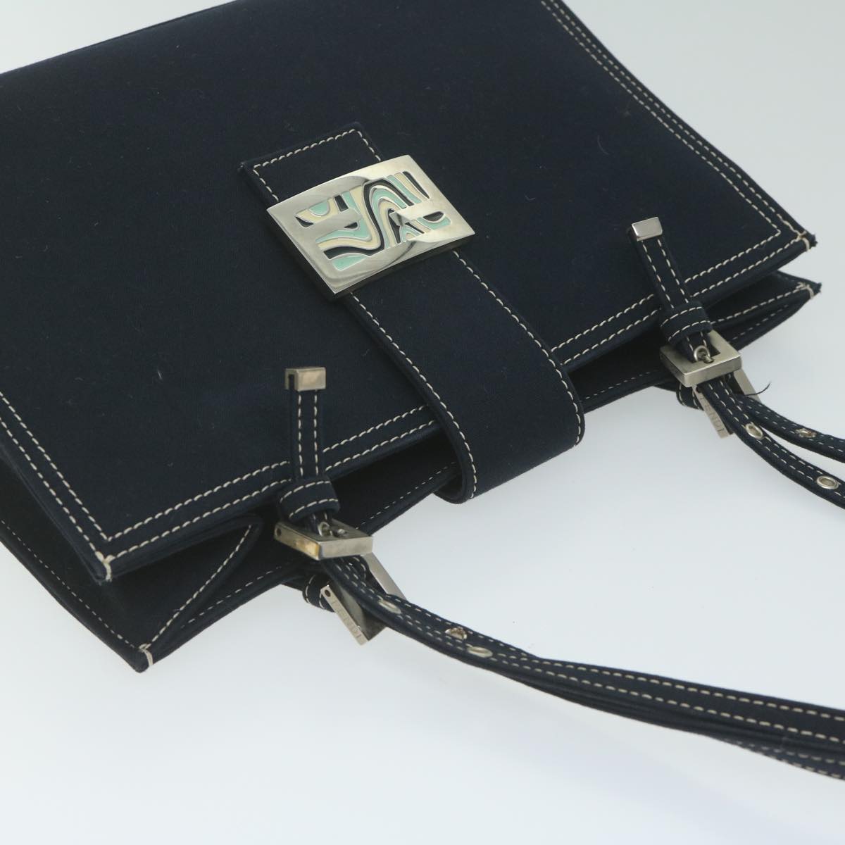 FENDI Shoulder Bag Canvas Navy am5558