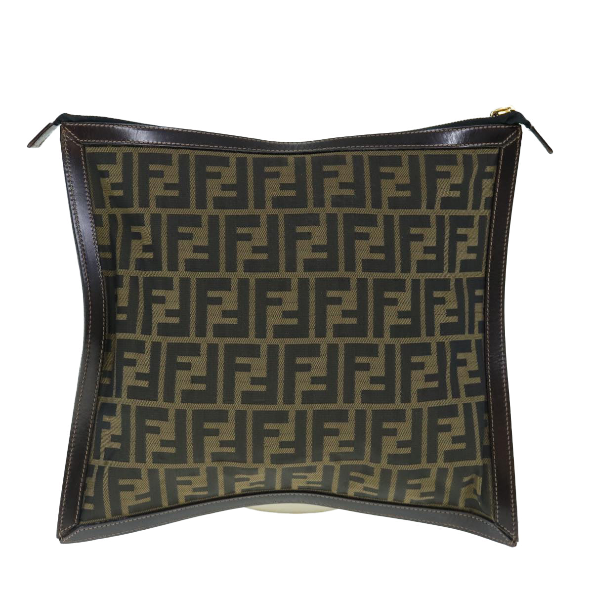 FENDI Zucca Canvas Clutch Bag Black Brown am5573