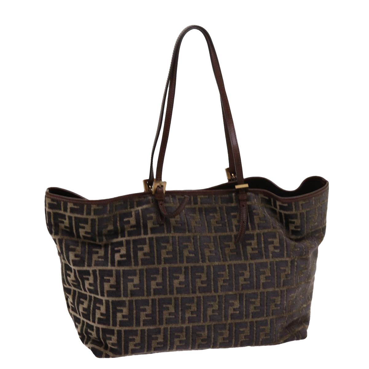 FENDI Zucca Canvas Tote Bag Black Brown am5618
