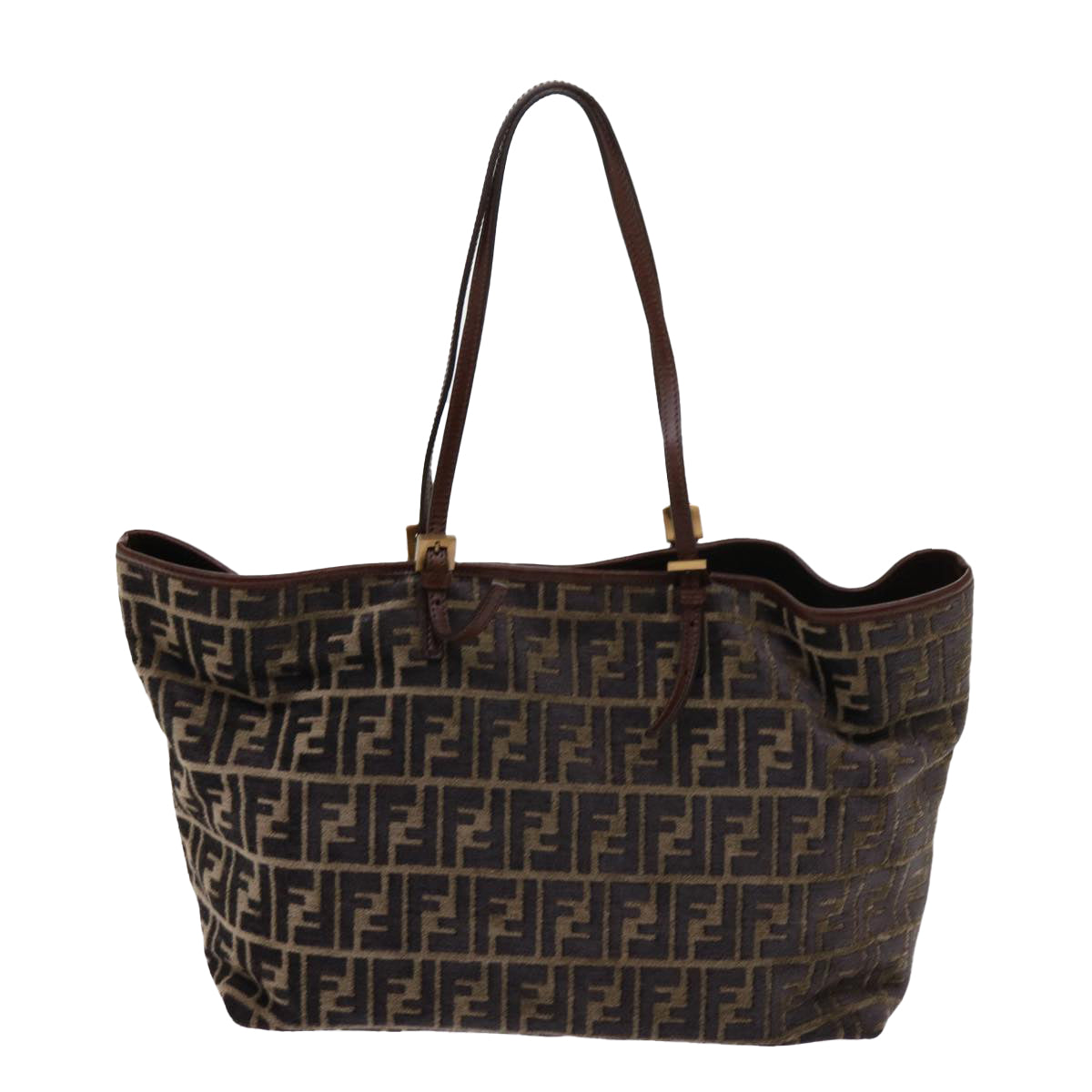 FENDI Zucca Canvas Tote Bag Black Brown am5618
