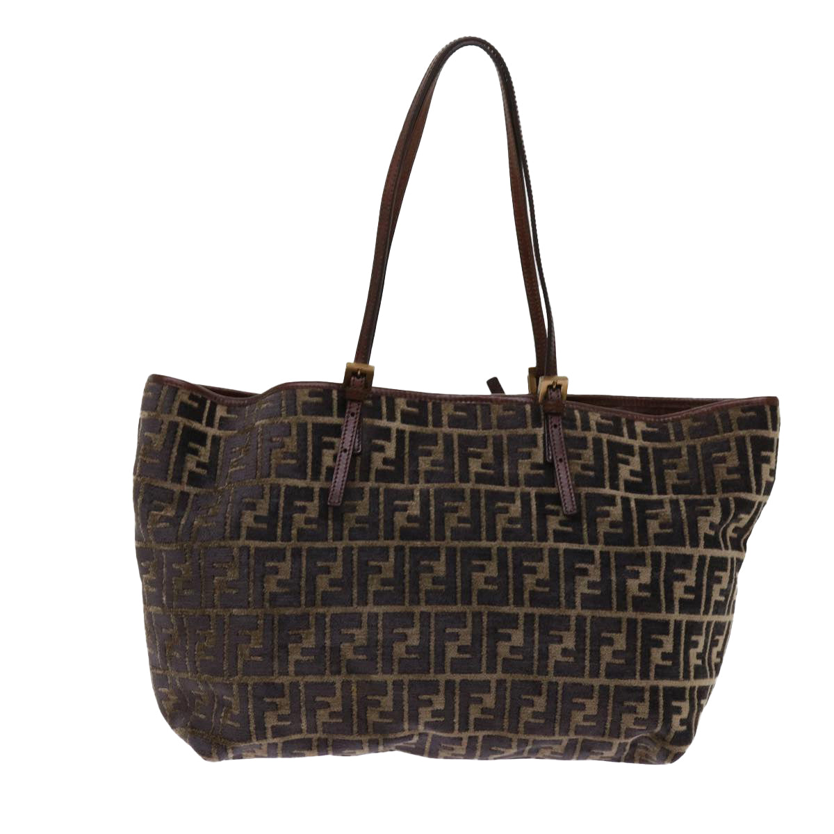 FENDI Zucca Canvas Tote Bag Black Brown am5618