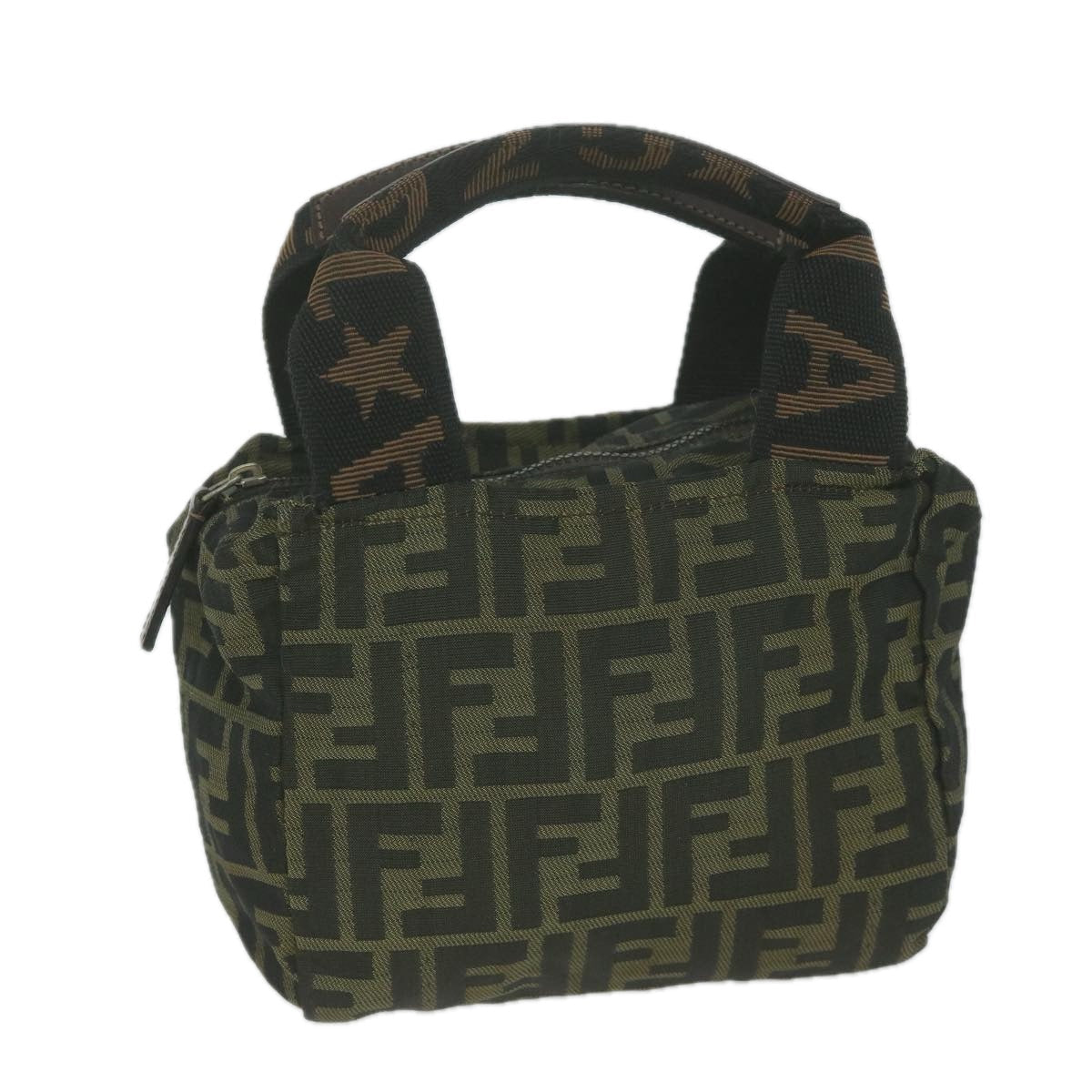 FENDI Zucca Canvas Hand Bag Black Brown am5632
