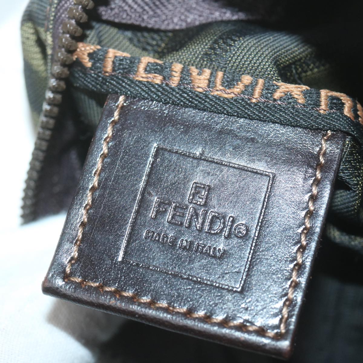 FENDI Zucca Canvas Hand Bag Black Brown am5632