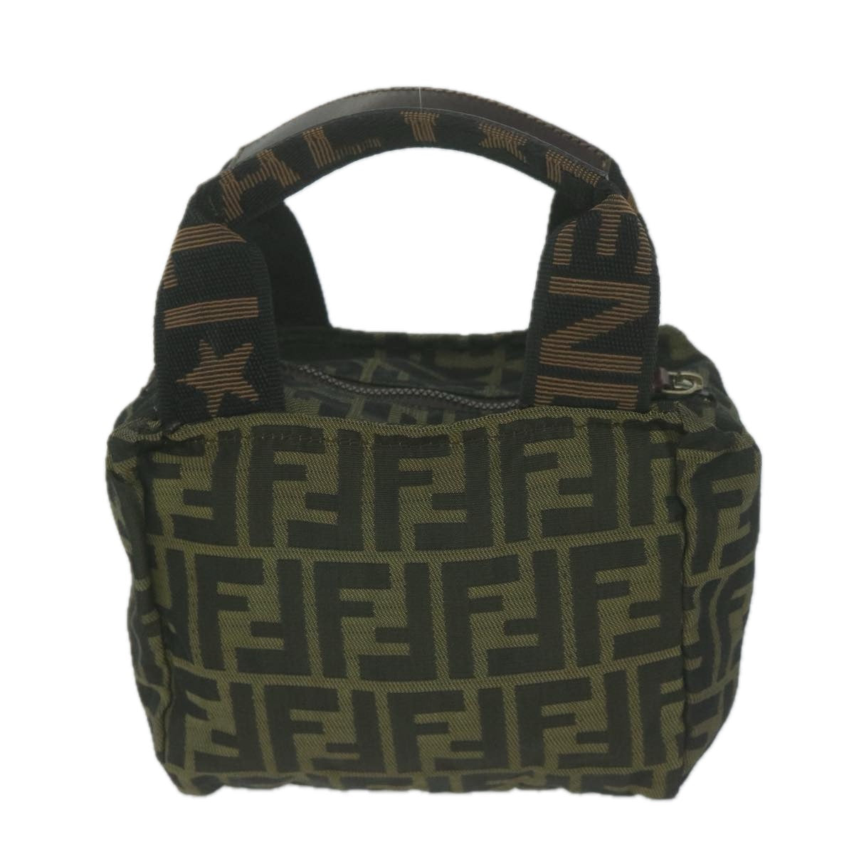 FENDI Zucca Canvas Hand Bag Black Brown am5632