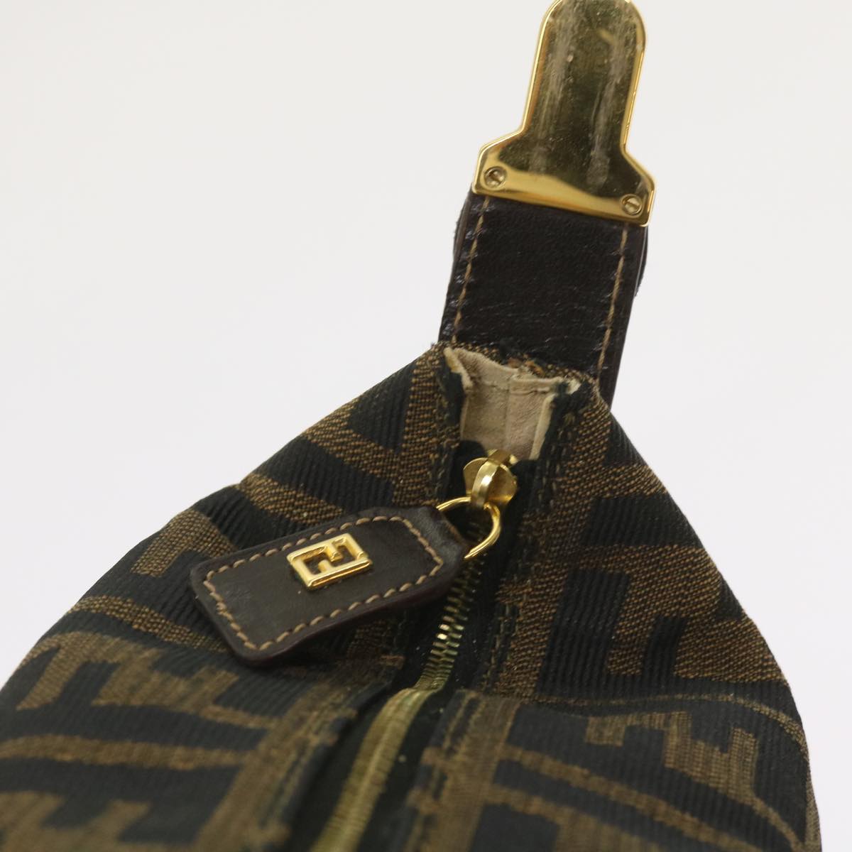 FENDI Zucca Canvas Mini Hand Bag Black Brown am5640
