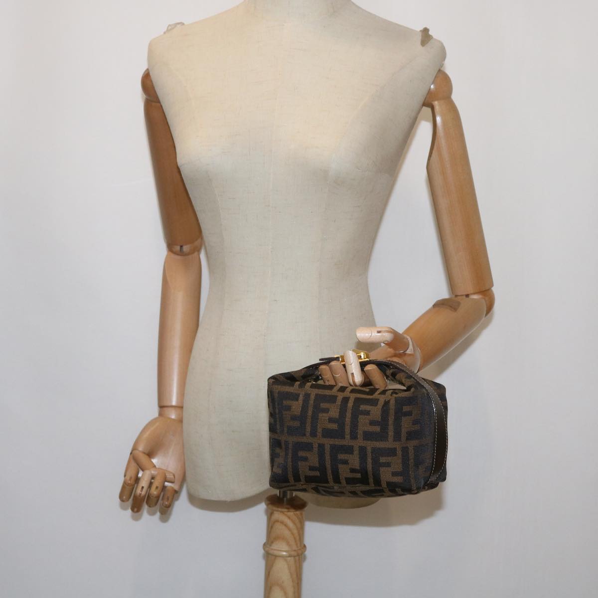 FENDI Zucca Canvas Mini Hand Bag Black Brown am5640