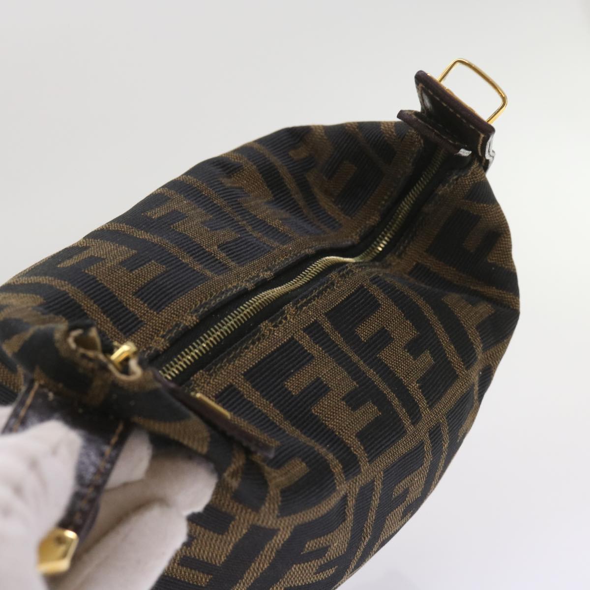 FENDI Zucca Canvas Mini Hand Bag Black Brown am5640
