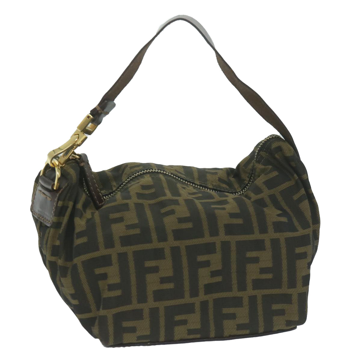 FENDI Zucca Canvas Hand Bag Black Brown am5701
