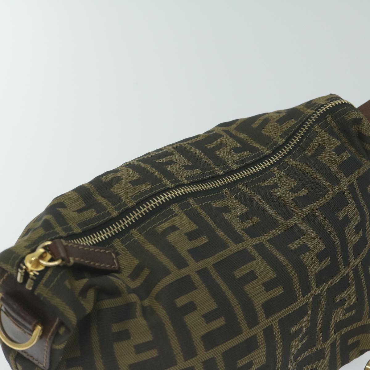 FENDI Zucca Canvas Hand Bag Black Brown am5701