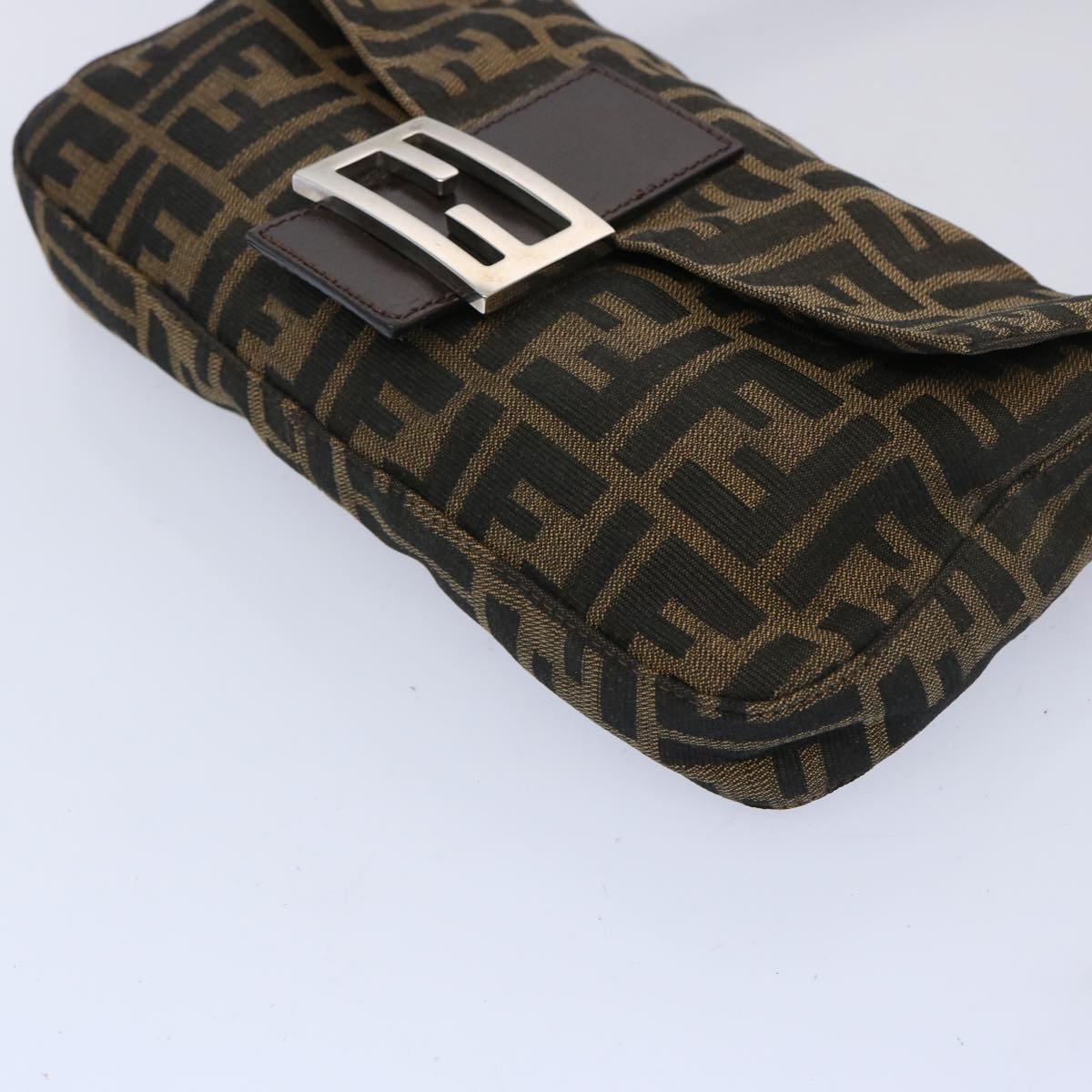 FENDI Zucca Canvas Mamma Baguette Shoulder Bag Brown Black am5709