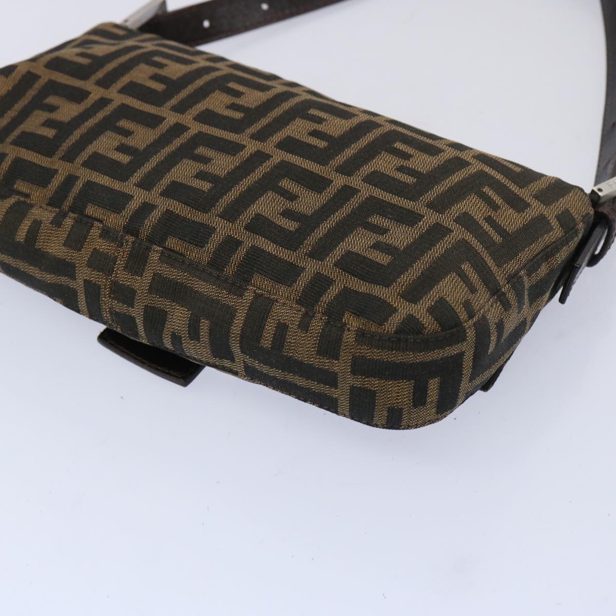 FENDI Zucca Canvas Mamma Baguette Shoulder Bag Brown Black am5709