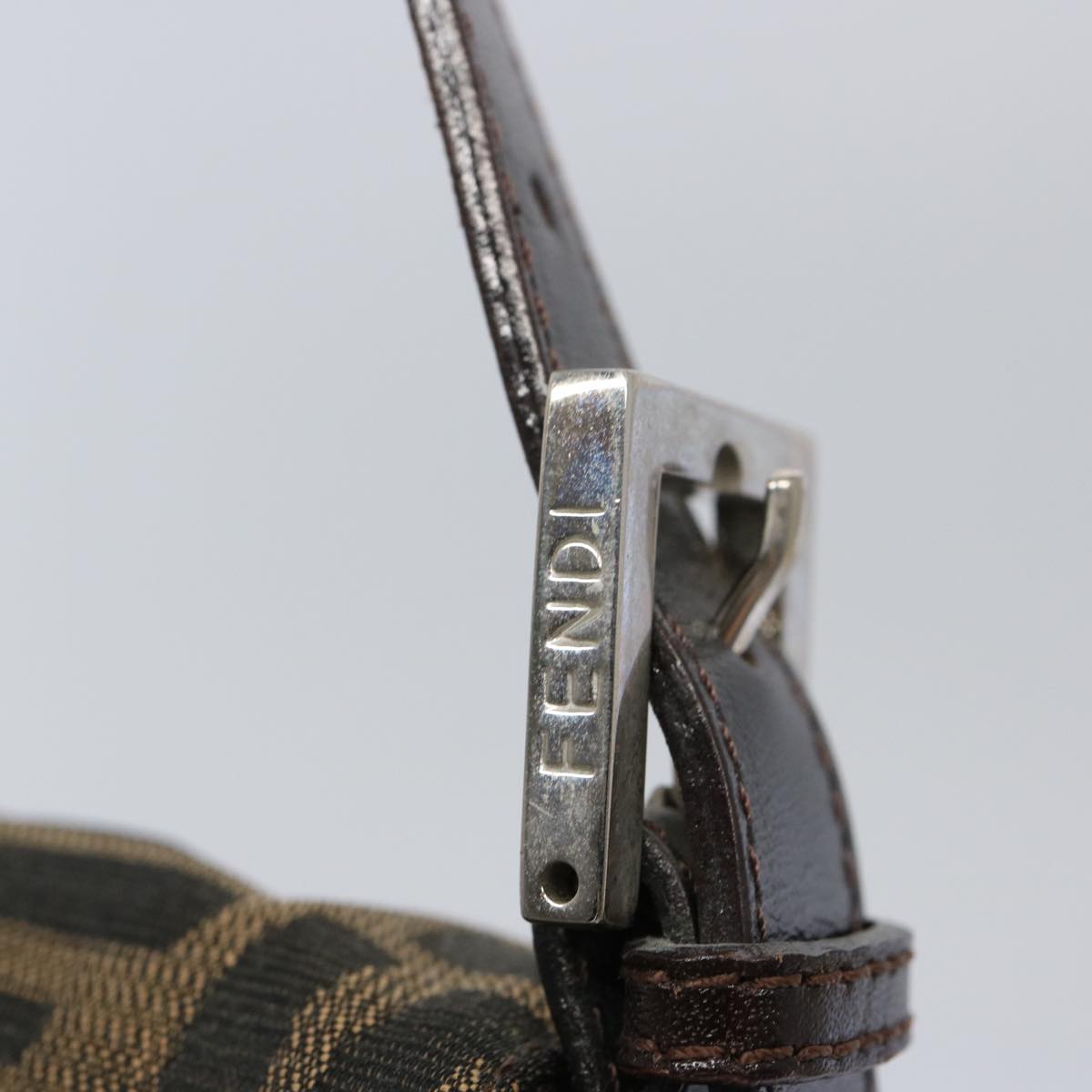 FENDI Zucca Canvas Mamma Baguette Shoulder Bag Brown Black am5709