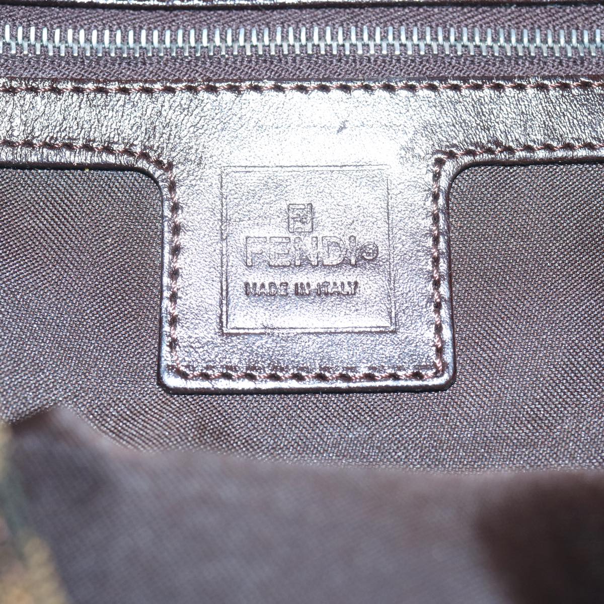 FENDI Zucca Canvas Mamma Baguette Shoulder Bag Brown Black am5709