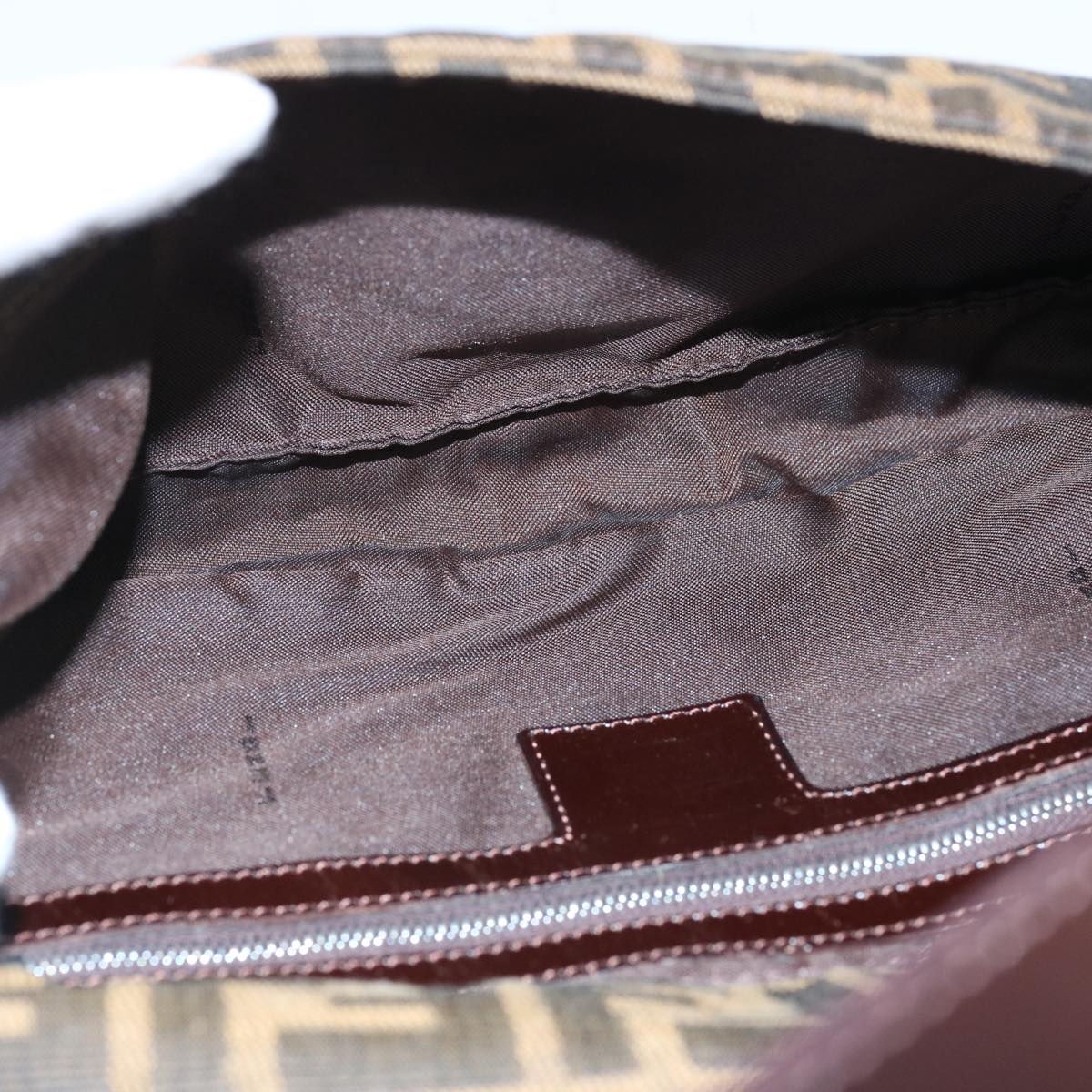 FENDI Zucca Canvas Mamma Baguette Shoulder Bag Brown Black am5709