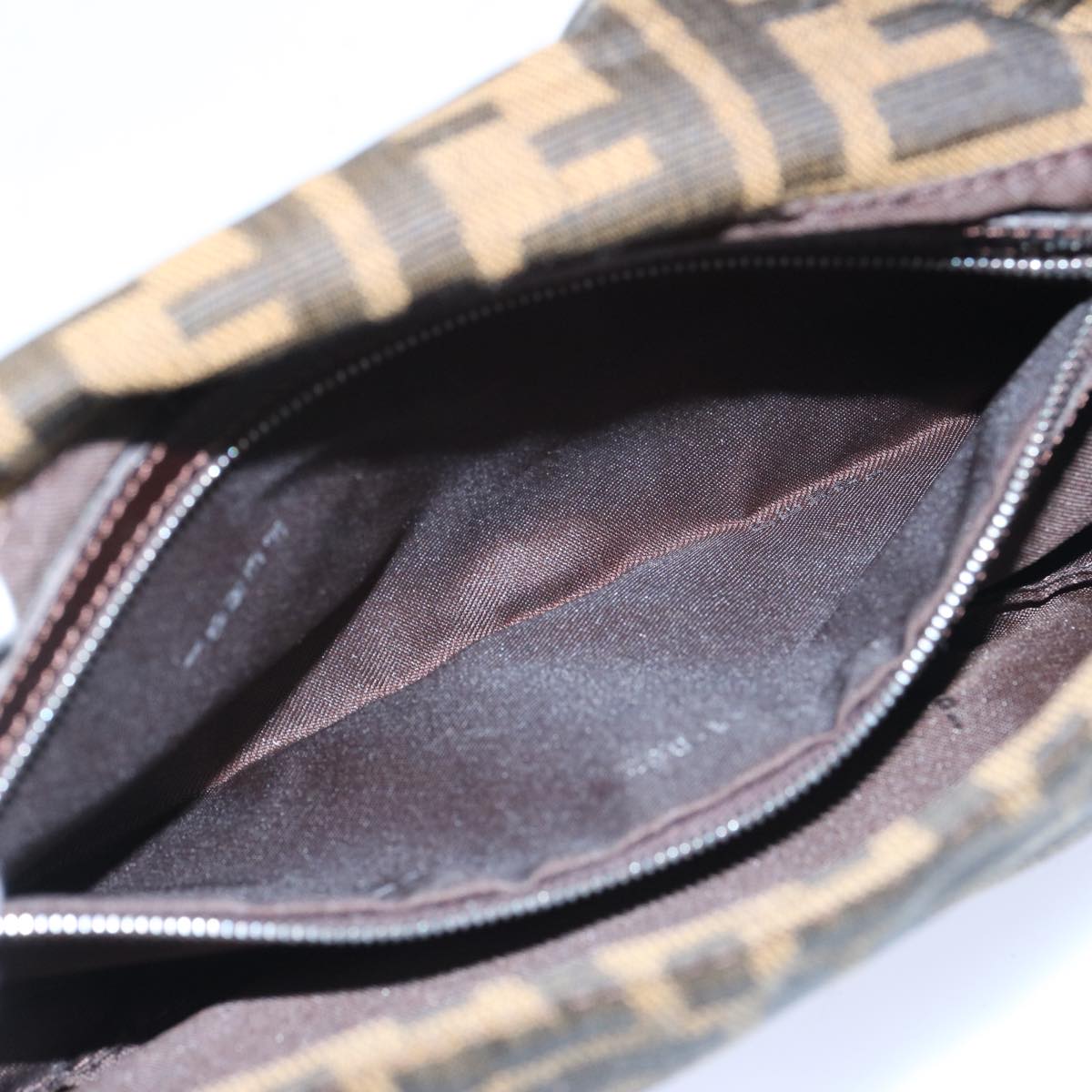 FENDI Zucca Canvas Mamma Baguette Shoulder Bag Brown Black am5709