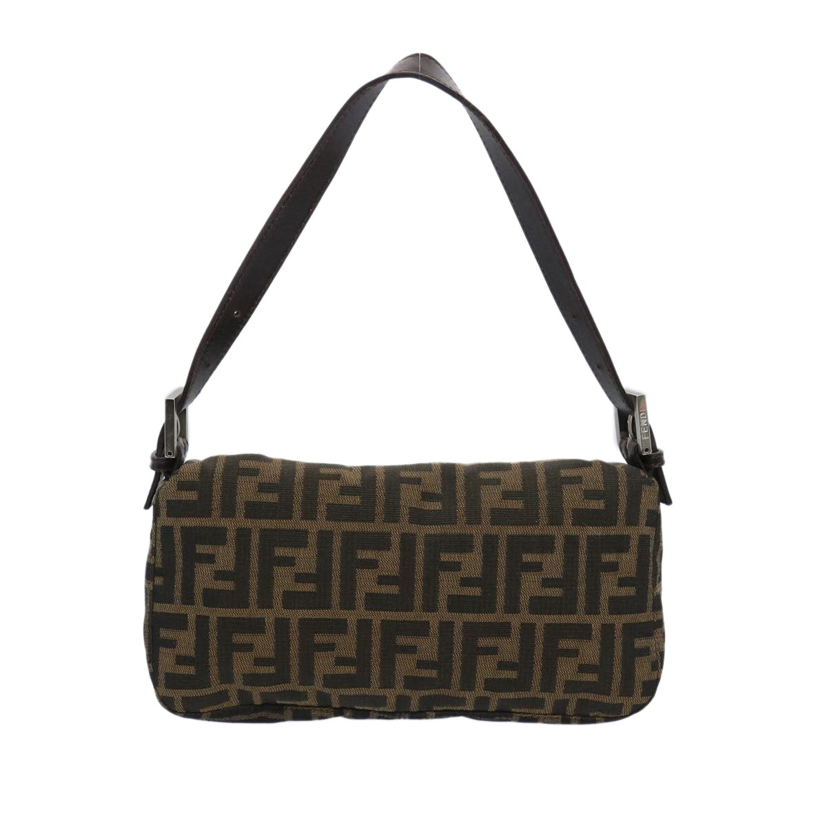 FENDI Zucca Canvas Mamma Baguette Shoulder Bag Brown Black am5709