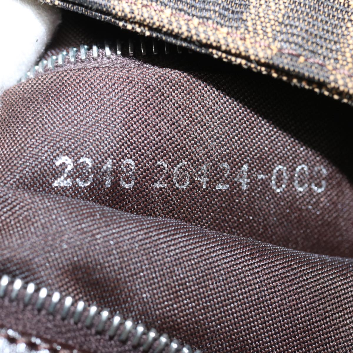 FENDI Zucca Canvas Mamma Baguette Shoulder Bag Brown Black am5709