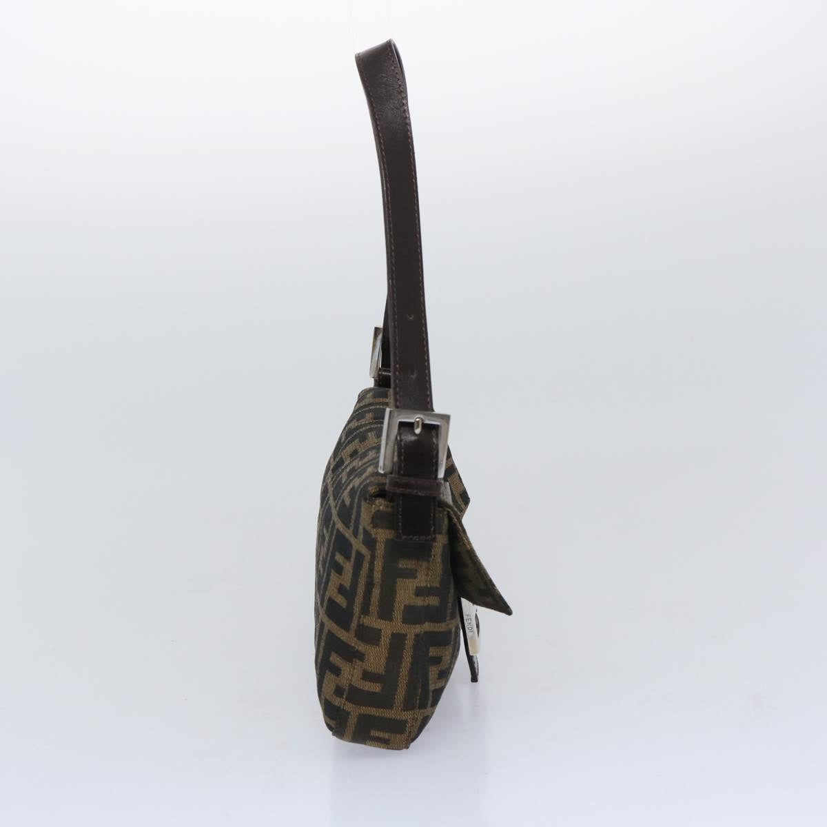 FENDI Zucca Canvas Mamma Baguette Shoulder Bag Brown Black am5709