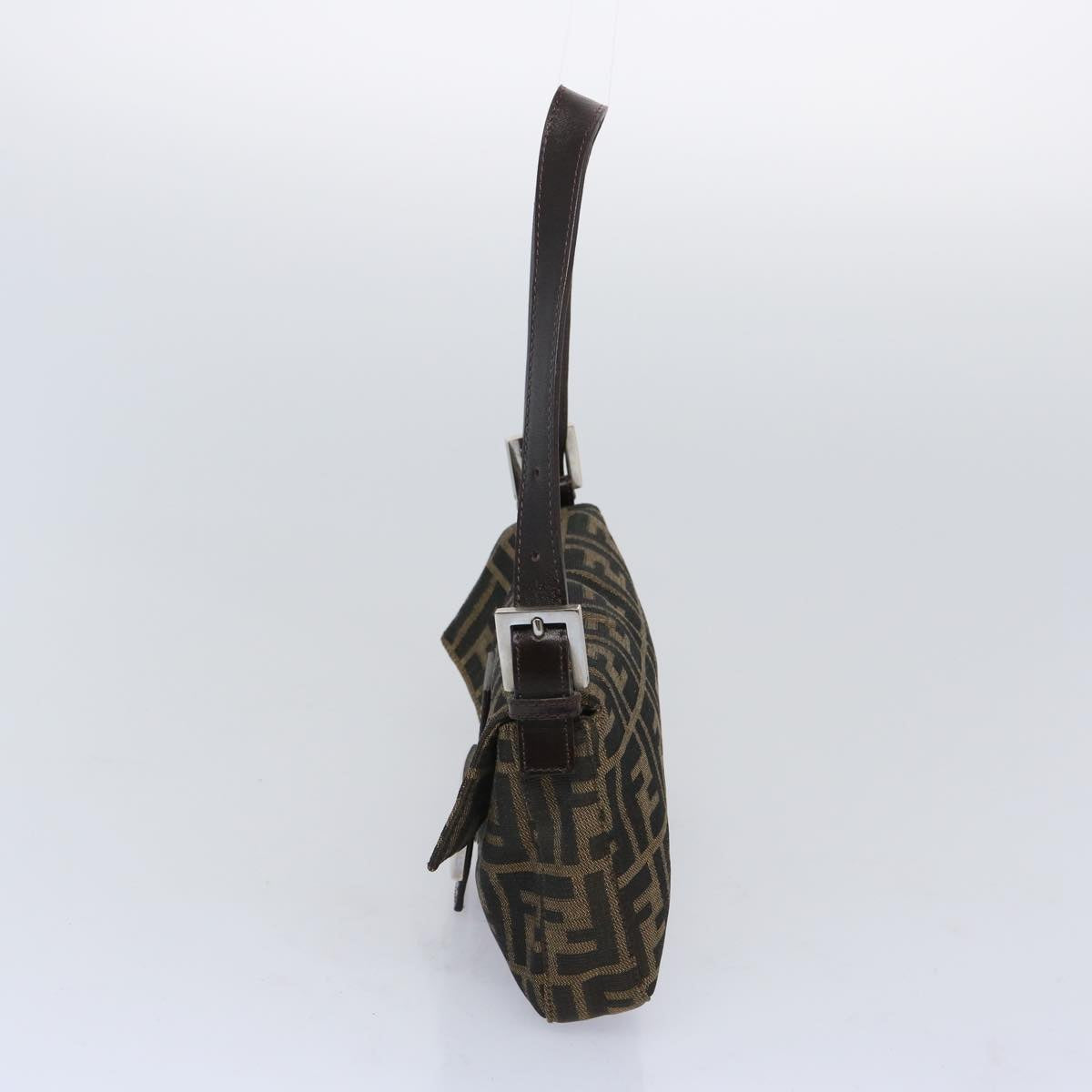 FENDI Zucca Canvas Mamma Baguette Shoulder Bag Brown Black am5709