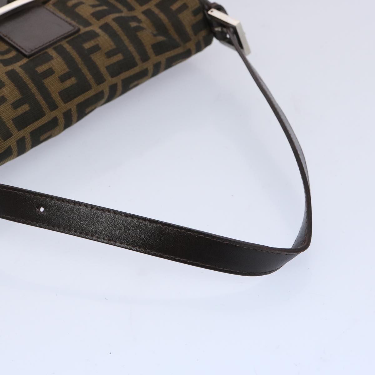 FENDI Zucca Canvas Mamma Baguette Shoulder Bag Brown Black am5709