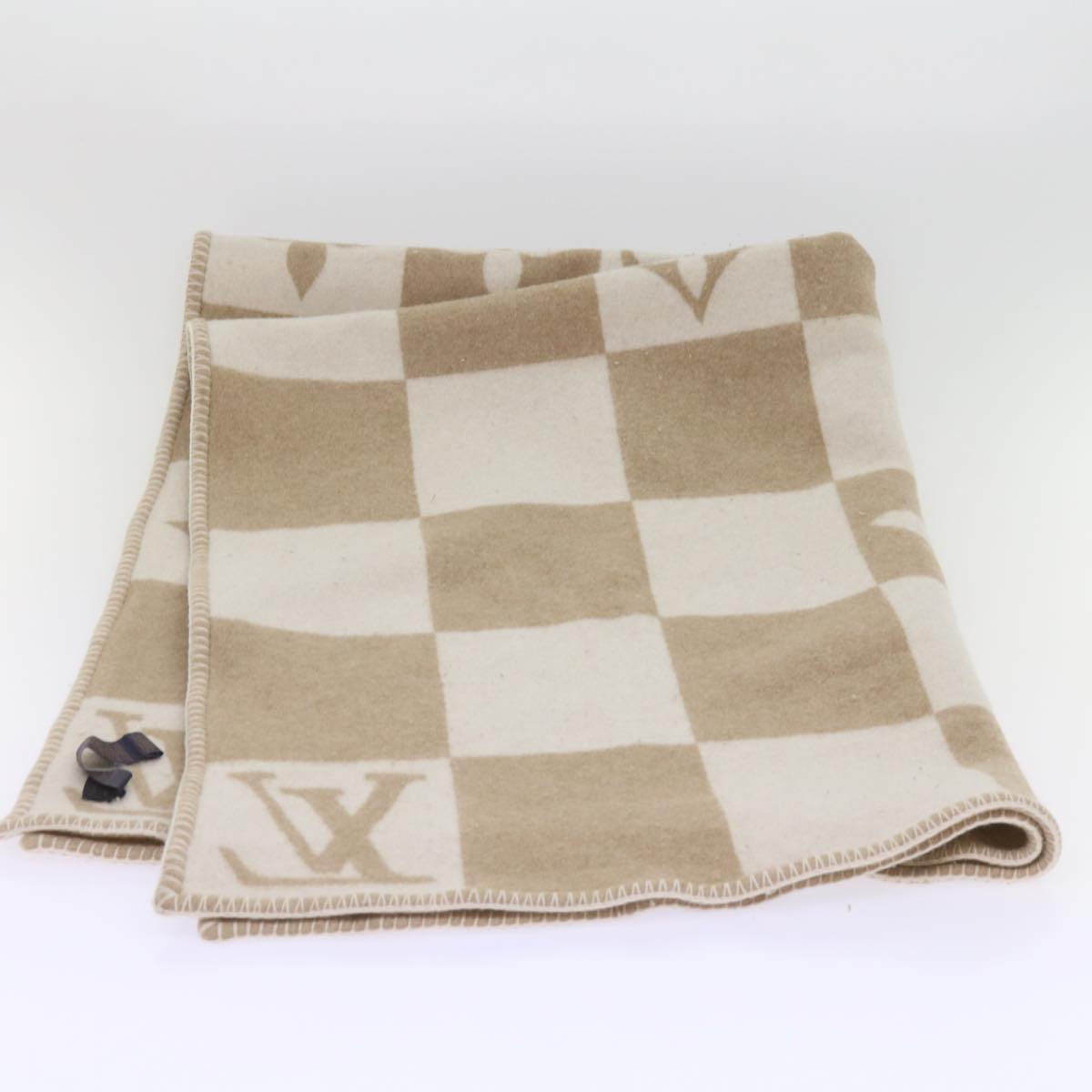 LOUIS VUITTON Pred LV Checkmate Blanket Wool Beige M77861 LV am5723