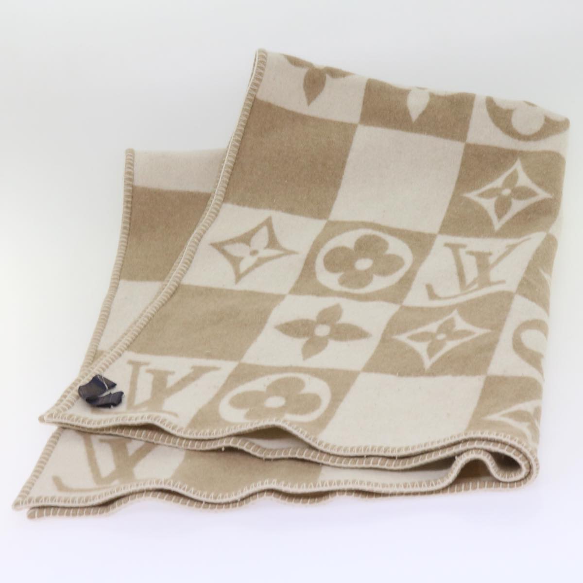 LOUIS VUITTON Pred LV Checkmate Blanket Wool Beige M77861 LV am5723