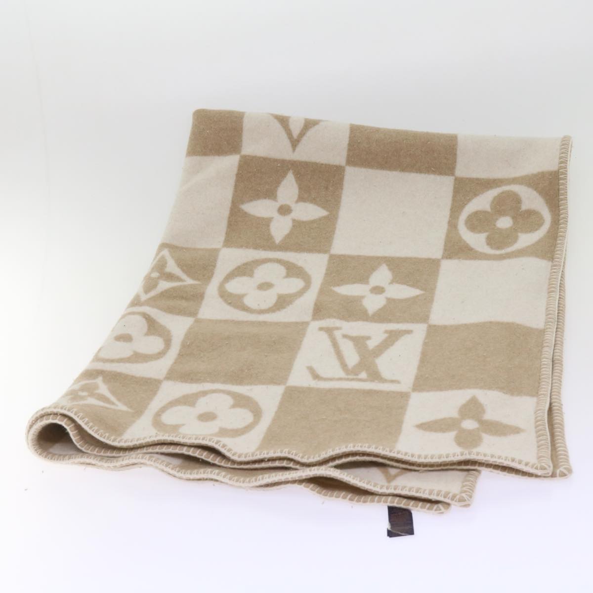 LOUIS VUITTON Pred LV Checkmate Blanket Wool Beige M77861 LV am5723