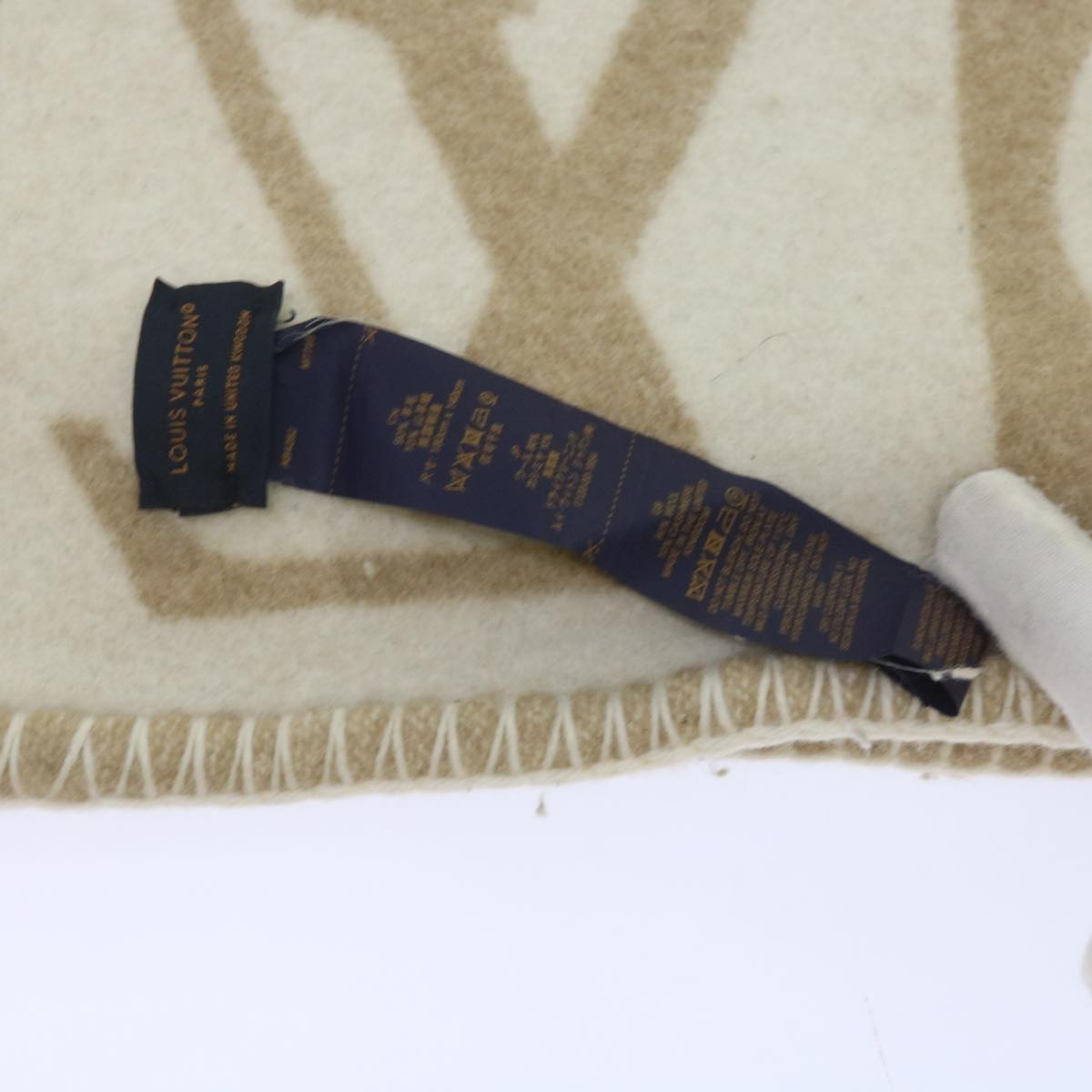 LOUIS VUITTON Pred LV Checkmate Blanket Wool Beige M77861 LV am5723