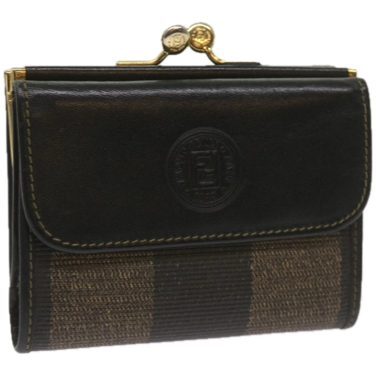 FENDI Pecan Canvas Wallet Black Brown am5840