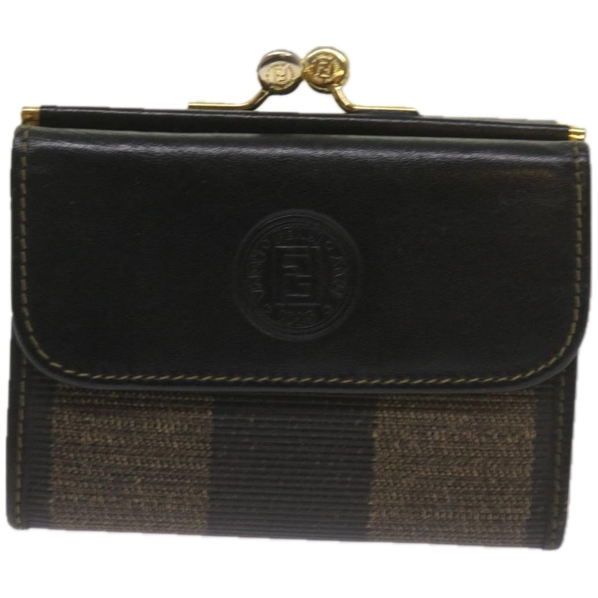 FENDI Pecan Canvas Wallet Black Brown am5840