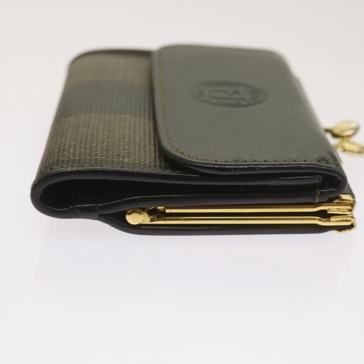 FENDI Pecan Canvas Wallet Black Brown am5840