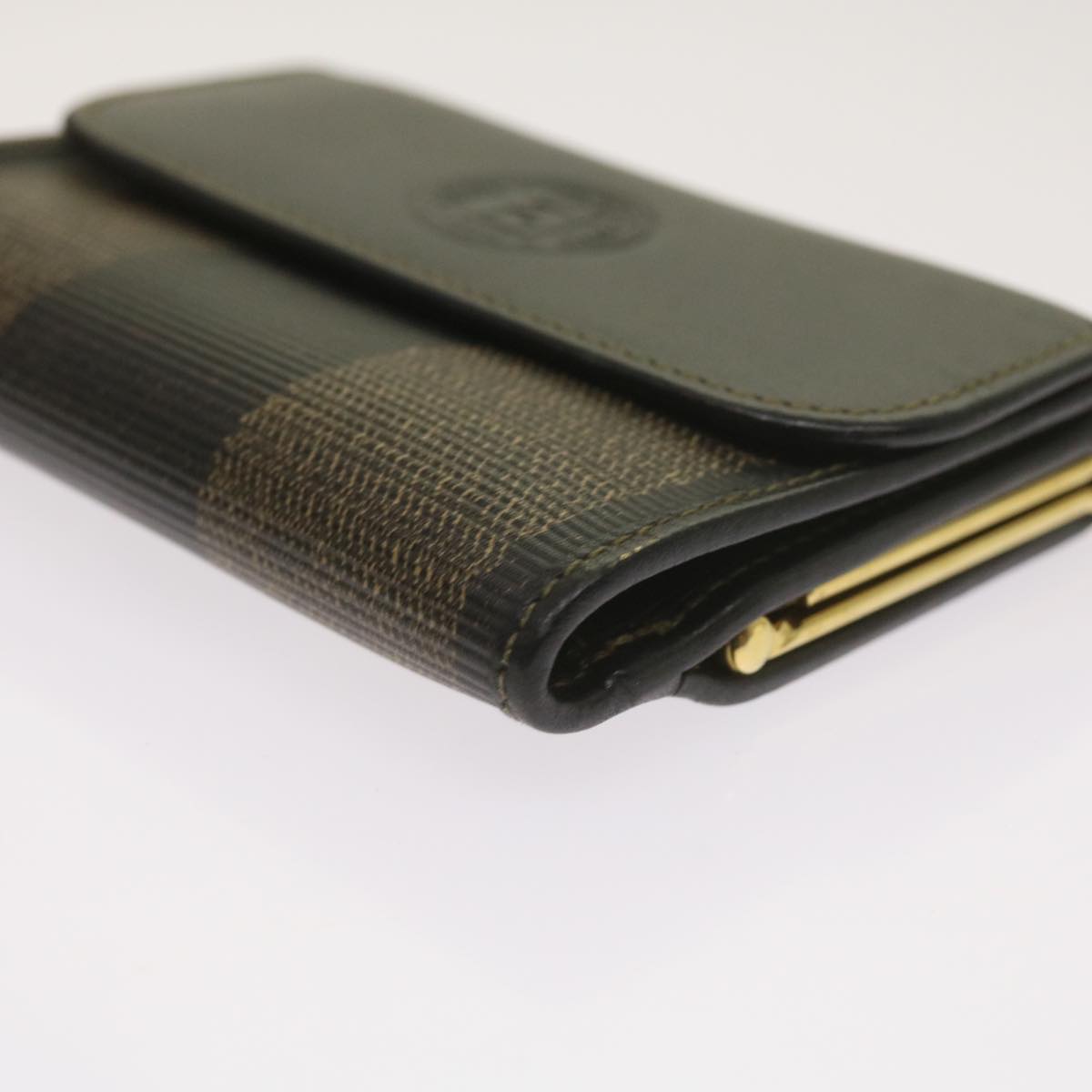 FENDI Pecan Canvas Wallet Black Brown am5840