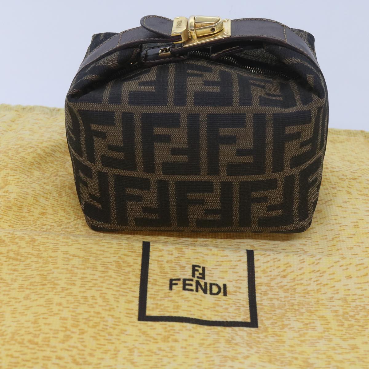 FENDI Zucca Canvas Mini Hand Bag Black Brown am5871A