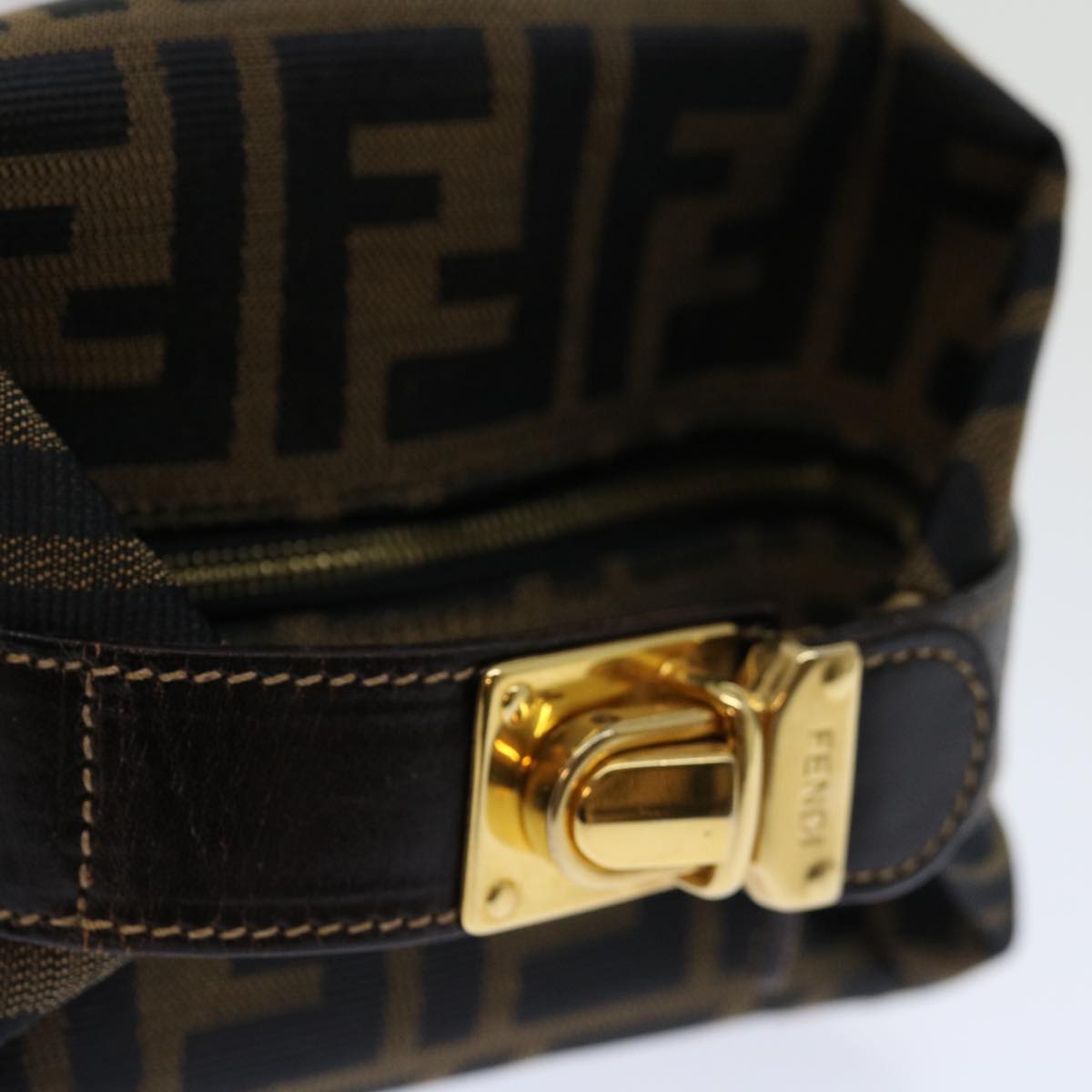 FENDI Zucca Canvas Mini Hand Bag Brown Black am5975