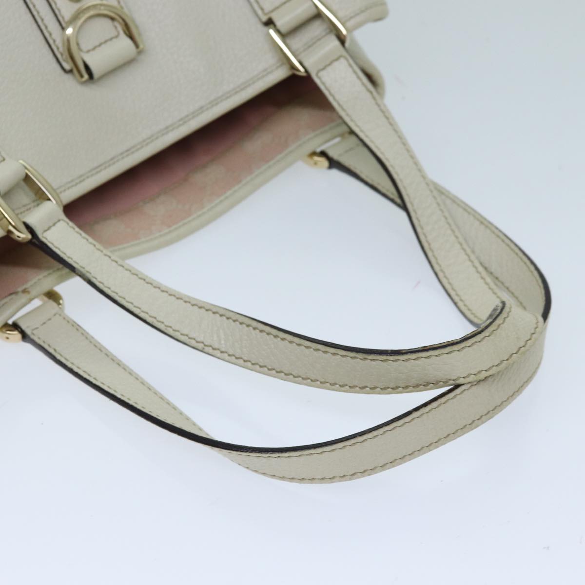 GUCCI Abbey Tote Bag Leather White 154373 am6134