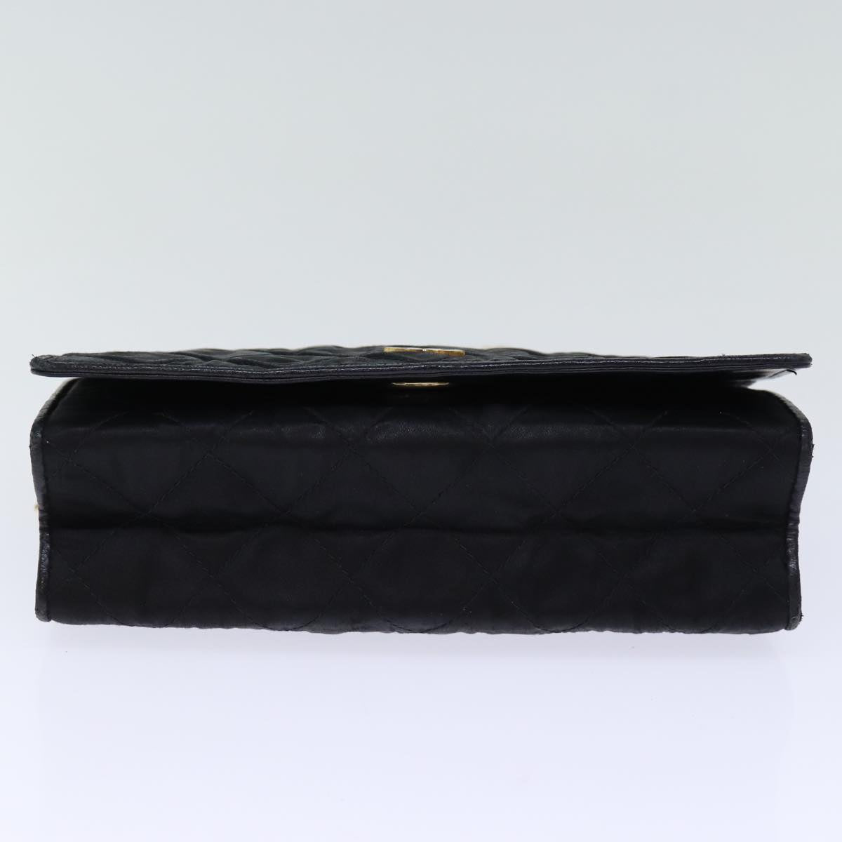 CHANEL Matelasse Chain Shoulder Bag Satin Black CC am6152A