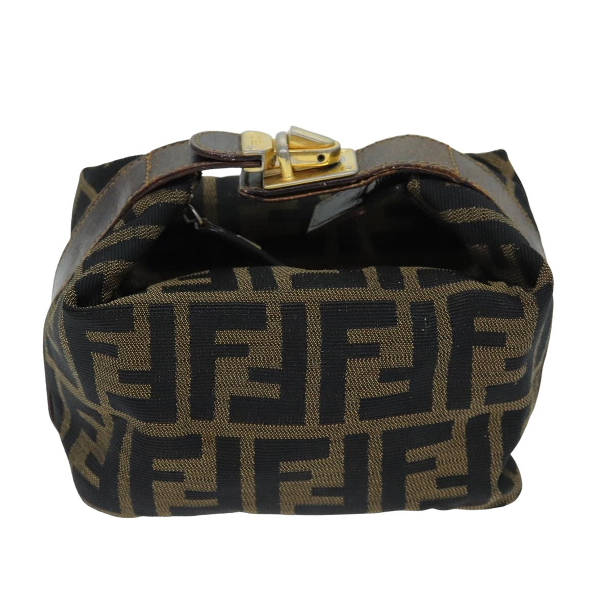 FENDI Zucca Canvas Hand Pouch Black Brown am6166