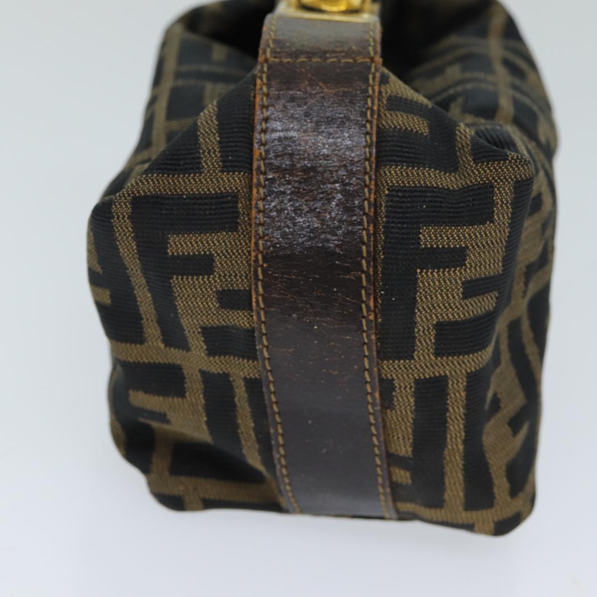 FENDI Zucca Canvas Hand Pouch Black Brown am6166