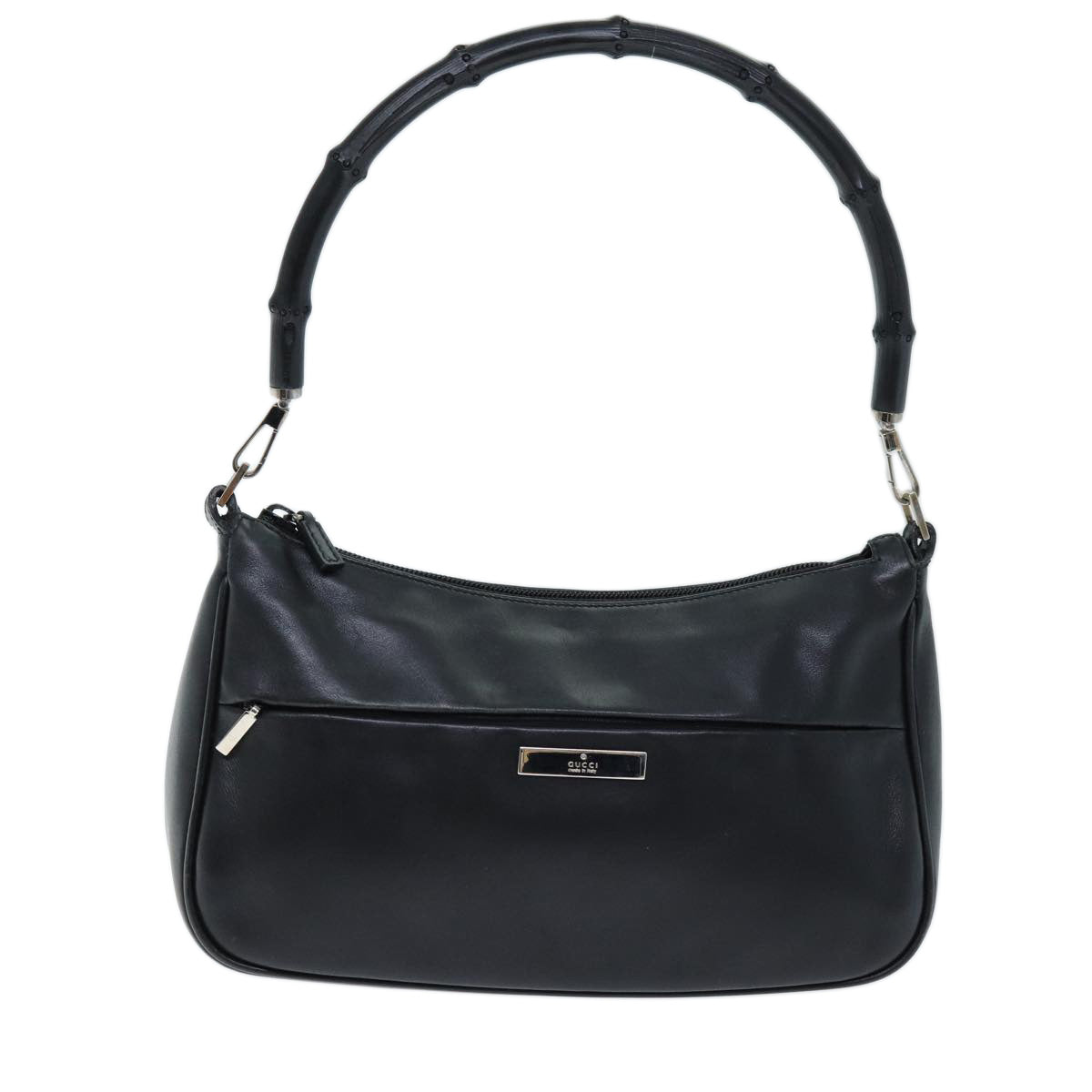 GUCCI Bamboo Shoulder Bag Leather Black 001 3865 am6186