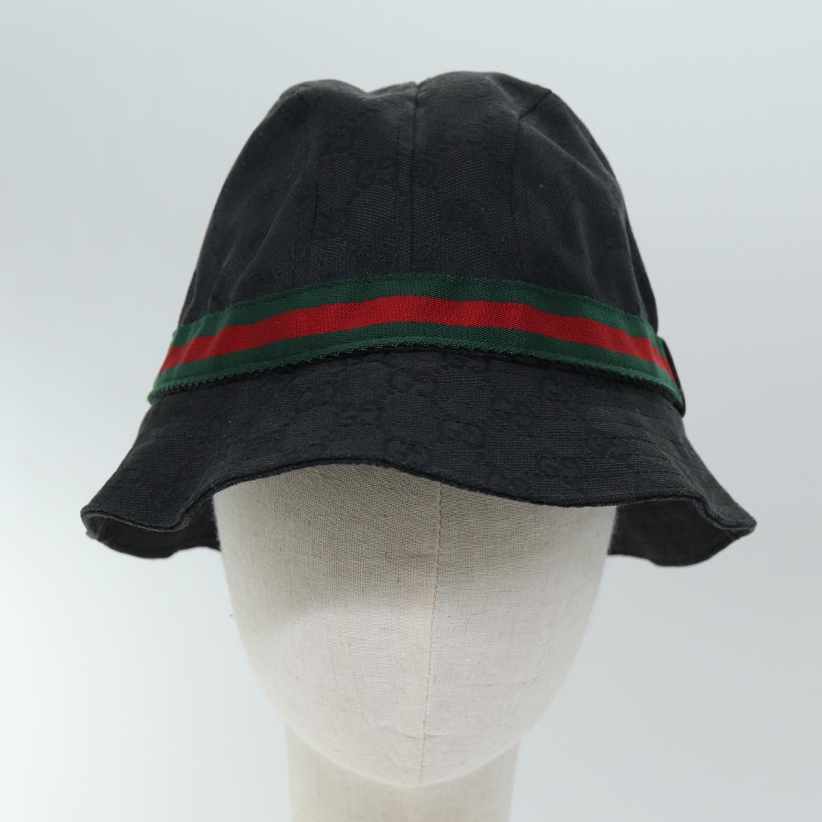 GUCCI GG Canvas Web Sherry Line Bucket Hat XL Black Red Green am6189