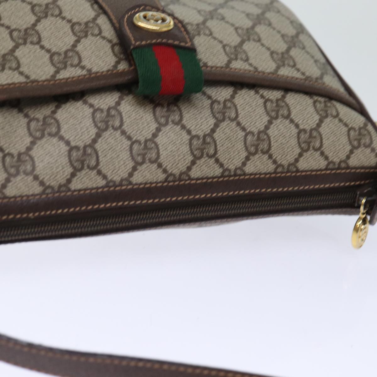 GUCCI GG Supreme Web Sherry Line Shoulder Bag Beige Red 89 02 032 am6223