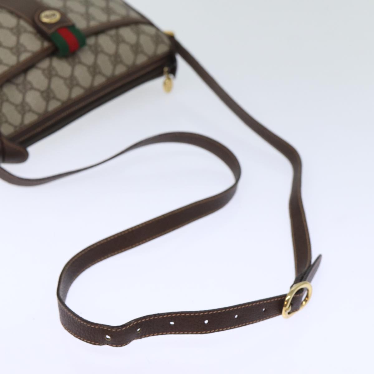 GUCCI GG Supreme Web Sherry Line Shoulder Bag Beige Red 89 02 032 am6223