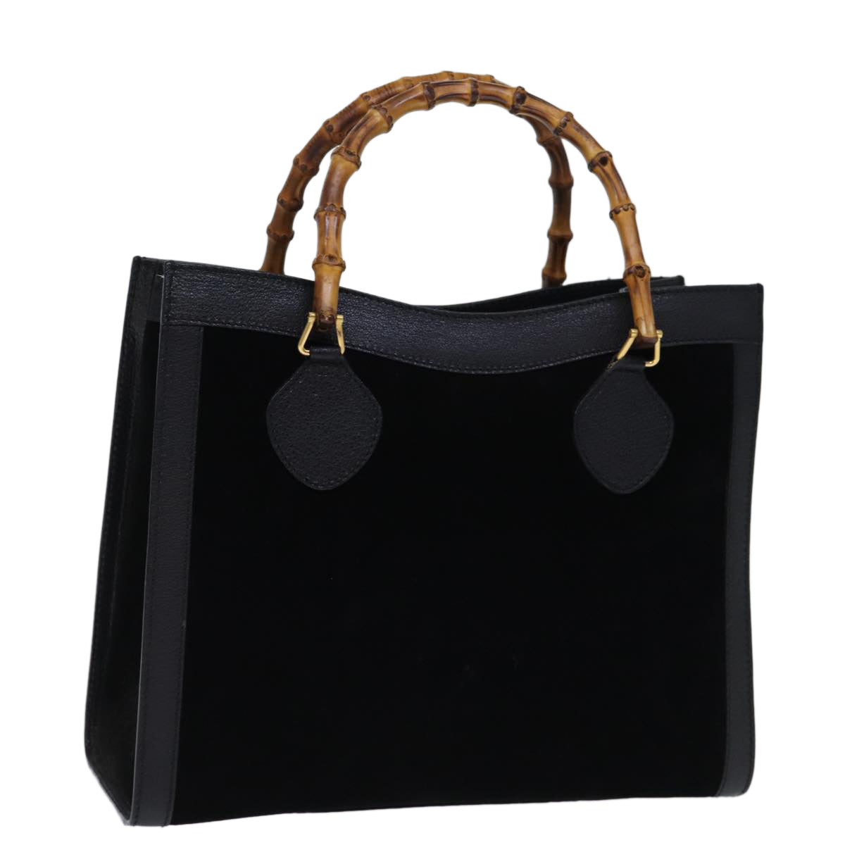GUCCI Bamboo Hand Bag Suede Leather Black 002 123 0260 am6224